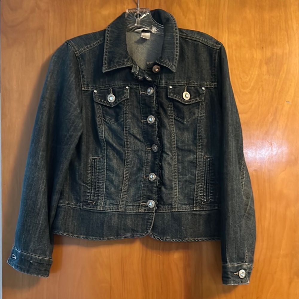 Christopher & Banks Blue Jean Jacket Cropped Style